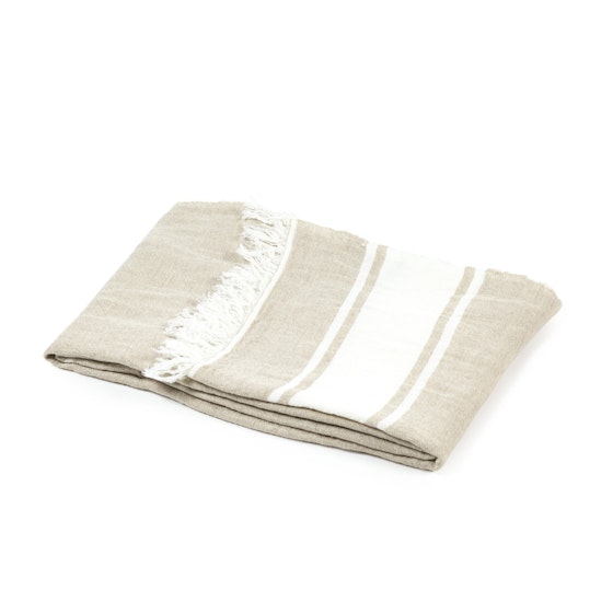 The Belgian Towel Fouta Flax stripe 43x71 Inch