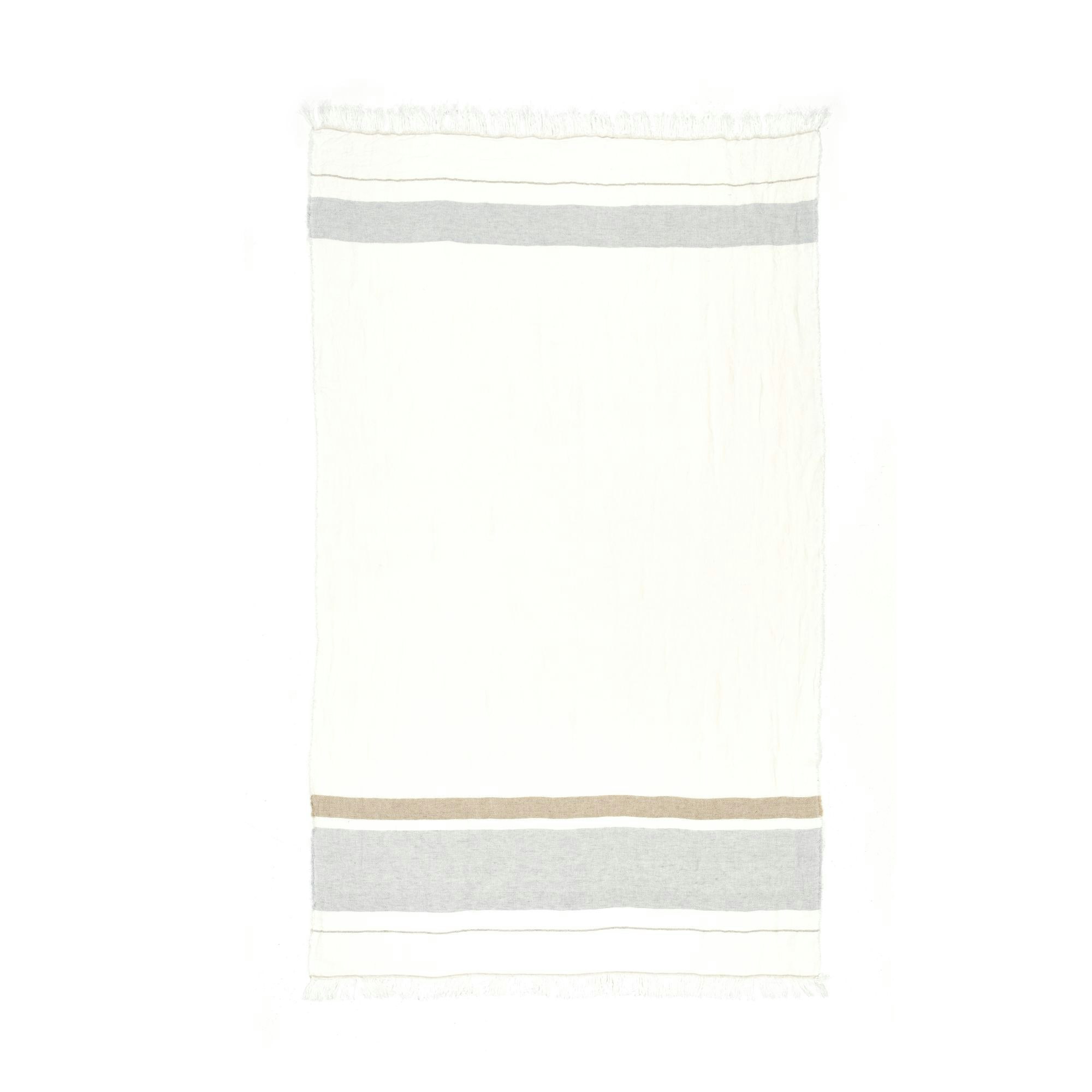 The Belgian Towel Fouta Flax stripe 43x71 Inch