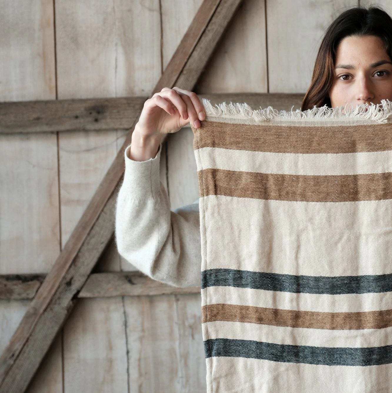 The Belgian Towel Fouta Beeswax stripe 43x71