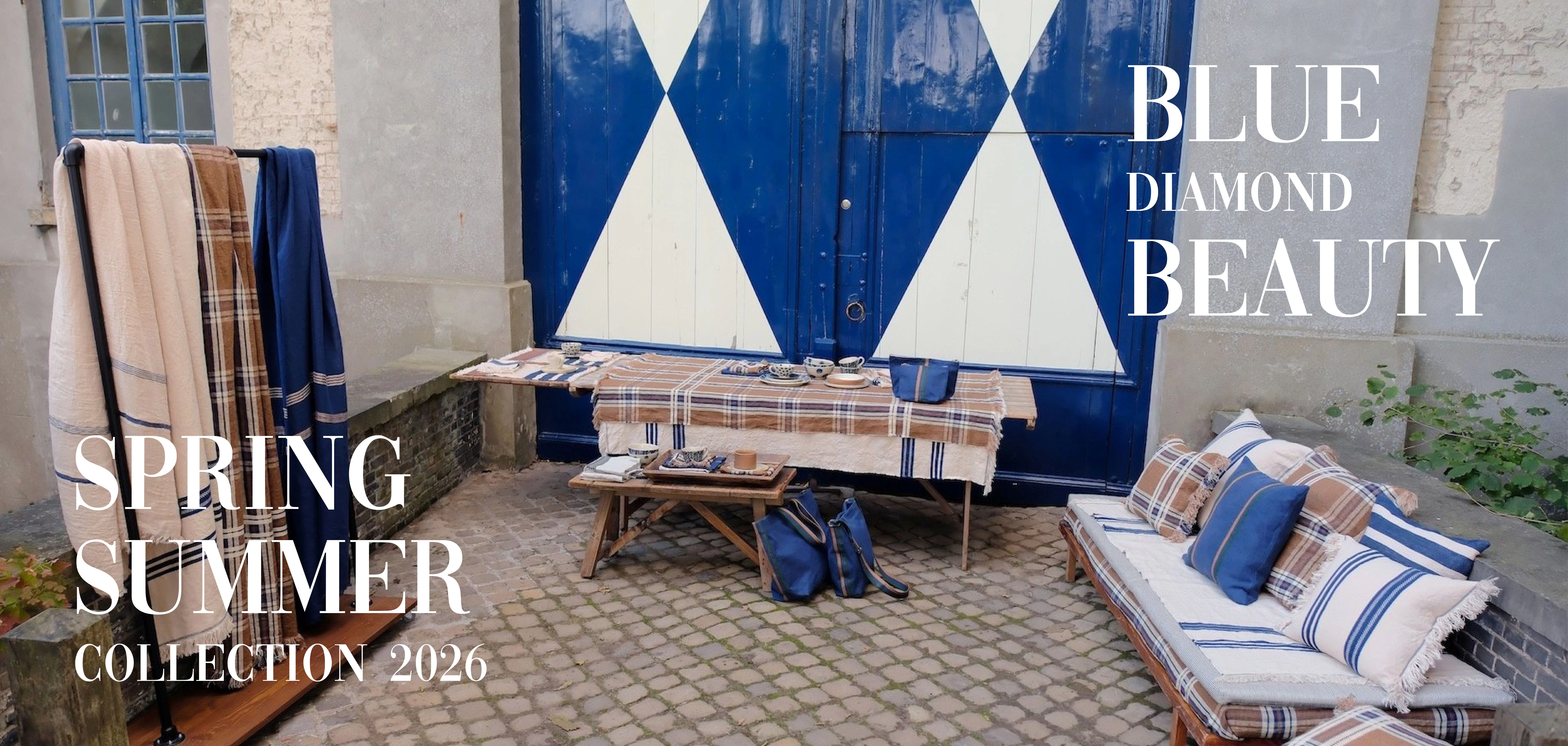 Blue Diamond Beauty Spring Summer 2026 collection by Libeco Home, featuring Belgian linen inspired by pattern, texture and colour.