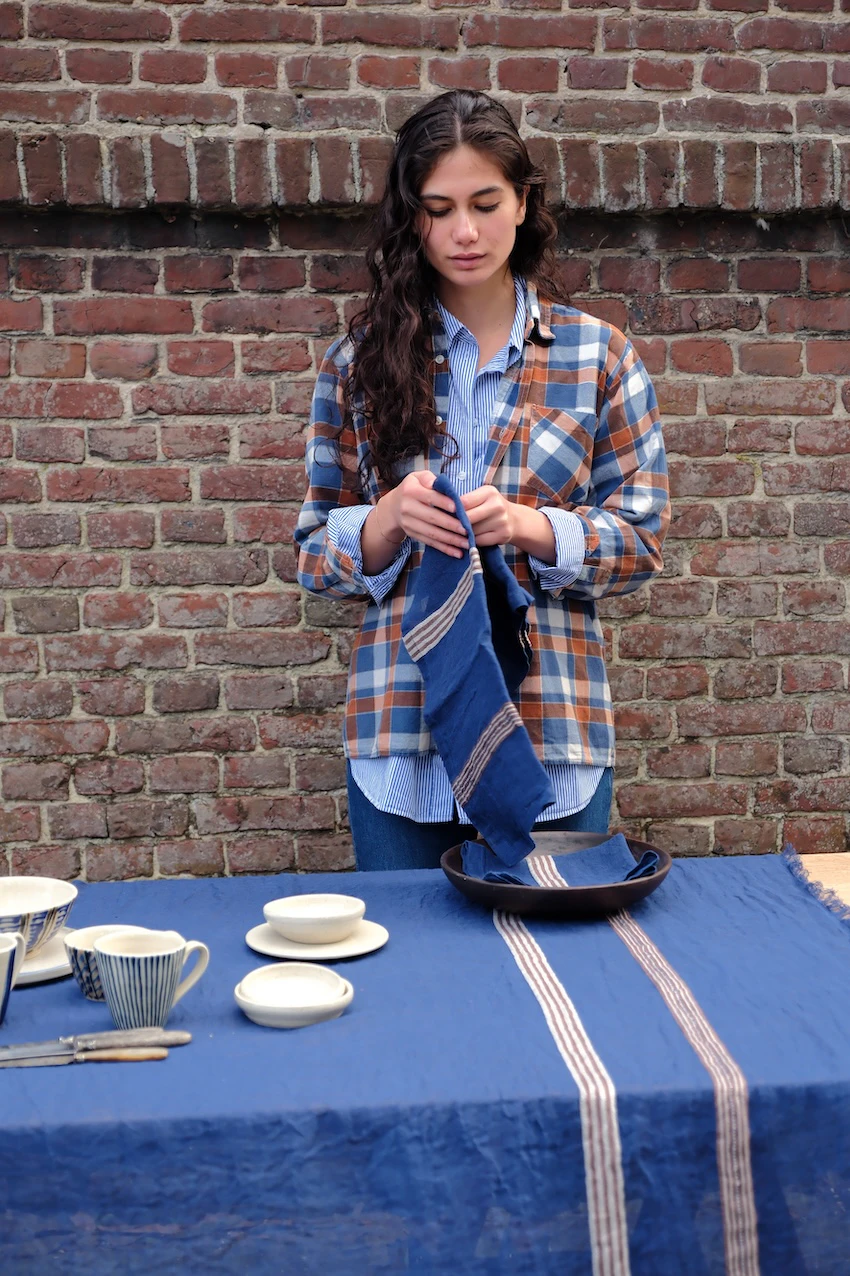Indigo Stripe Belgian linen collection by Libeco Home