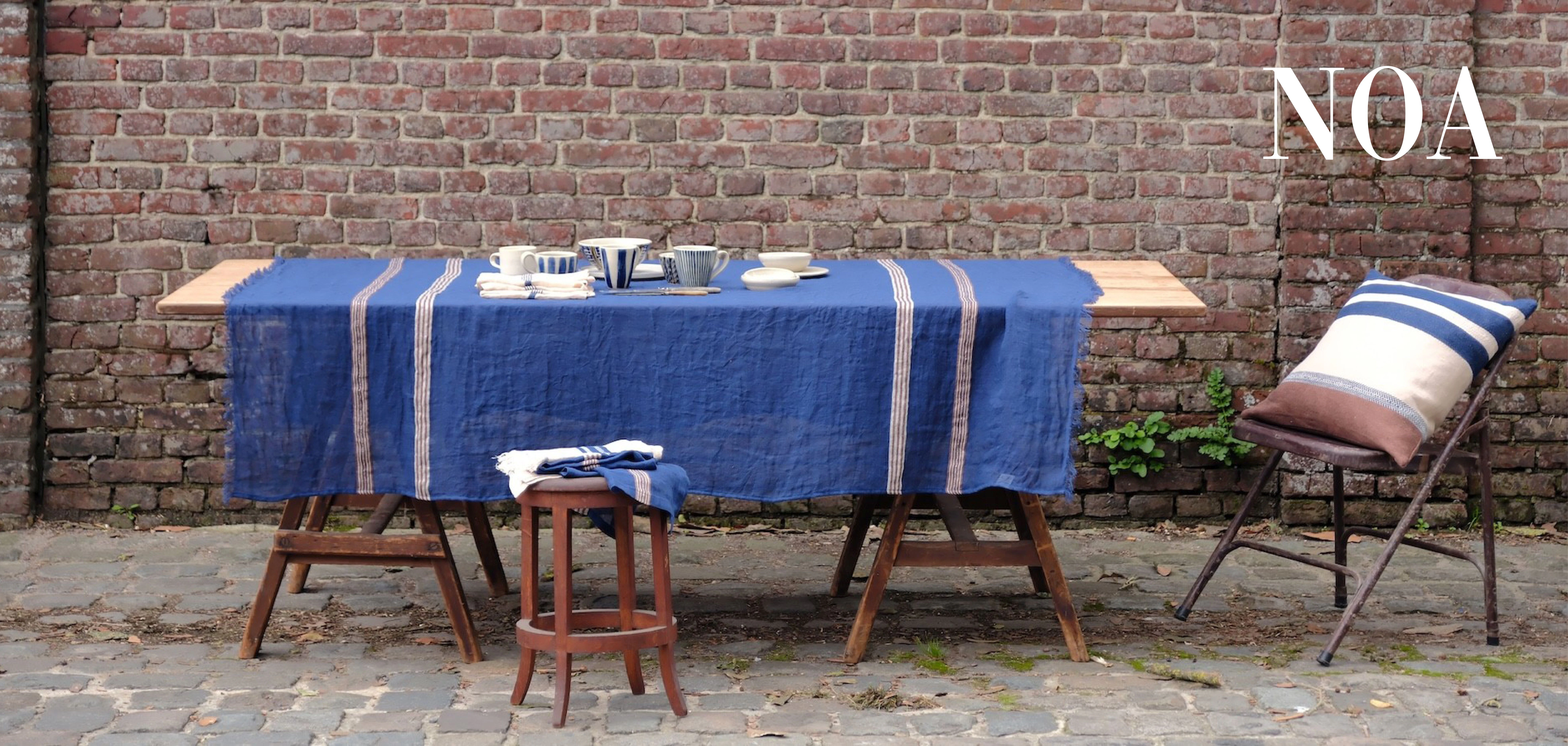 Noa from the Blue Diamond Beauty collection by Libeco Home, featuring Belgian linen with refined texture and natural colour.