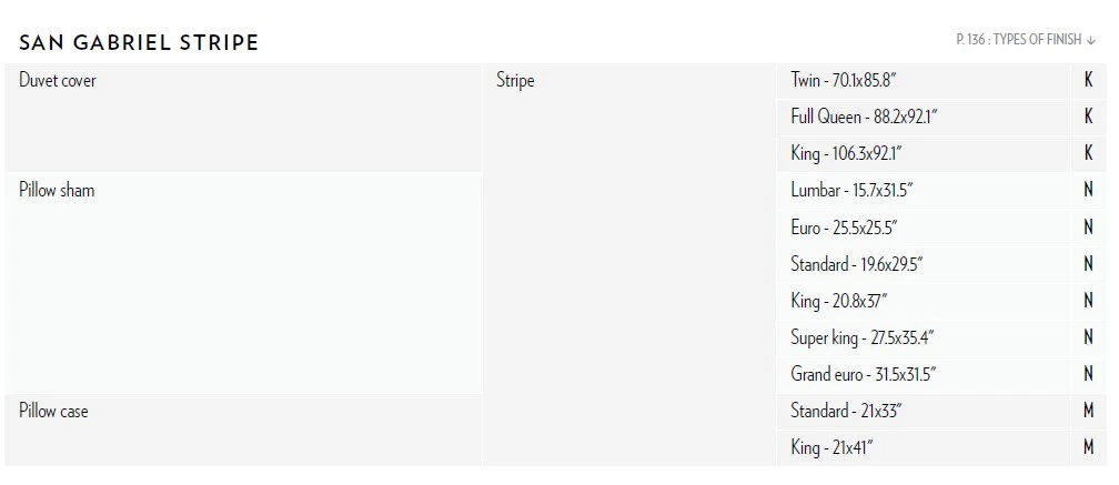 San Gabriel Size Guide